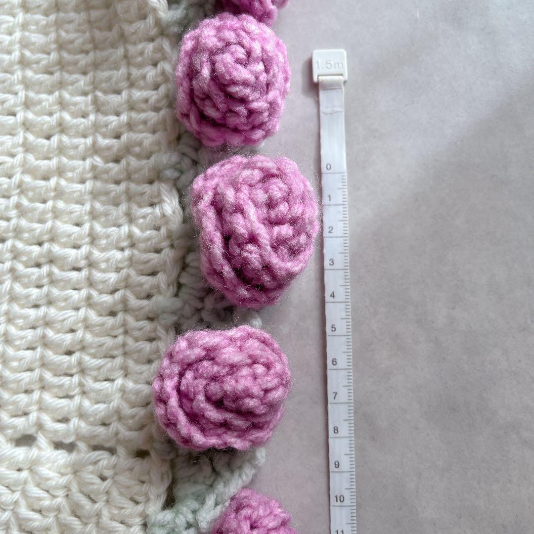 ハンドメイド　花束ブランケット　フラワーブランケット　編み物