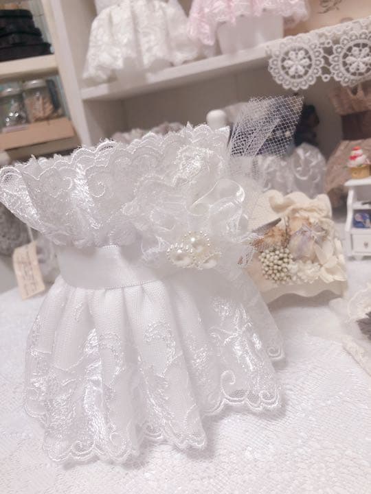 レースドレス形 小物立て ホワイト