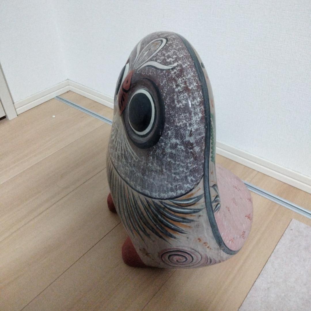 フクロウの陶器置物