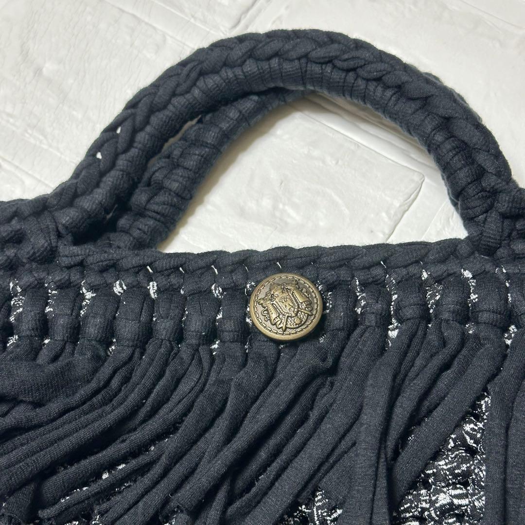スパゲッティフリンジバッグ　ハンドメイド　黒