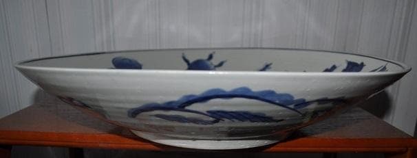 古伊万里・染付獅子に牡丹大皿