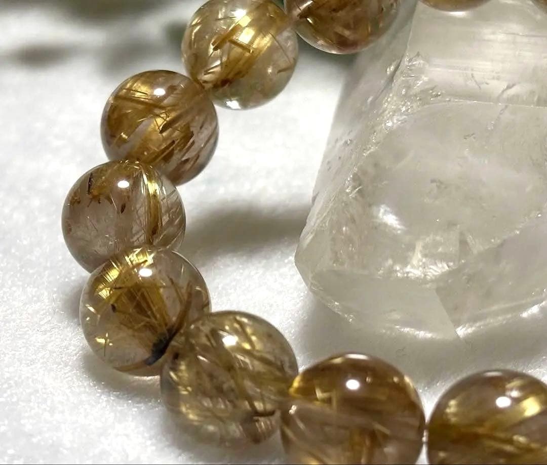 究極品質　天然石の王者　幻のナチュラルフュージョンタイチンルチルクォーツのブレス