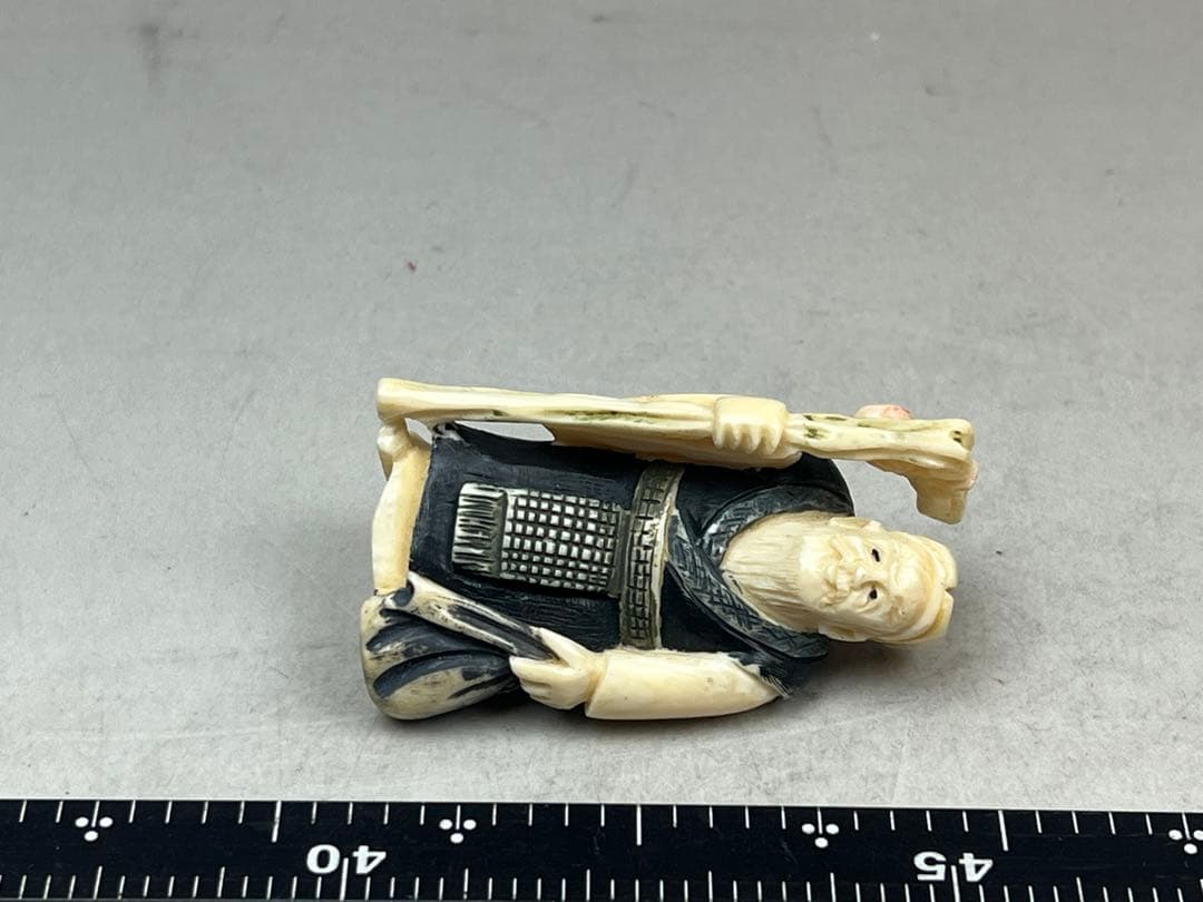 ［珍品］太郎在銘　極上寿老人根付　26g 送料込み