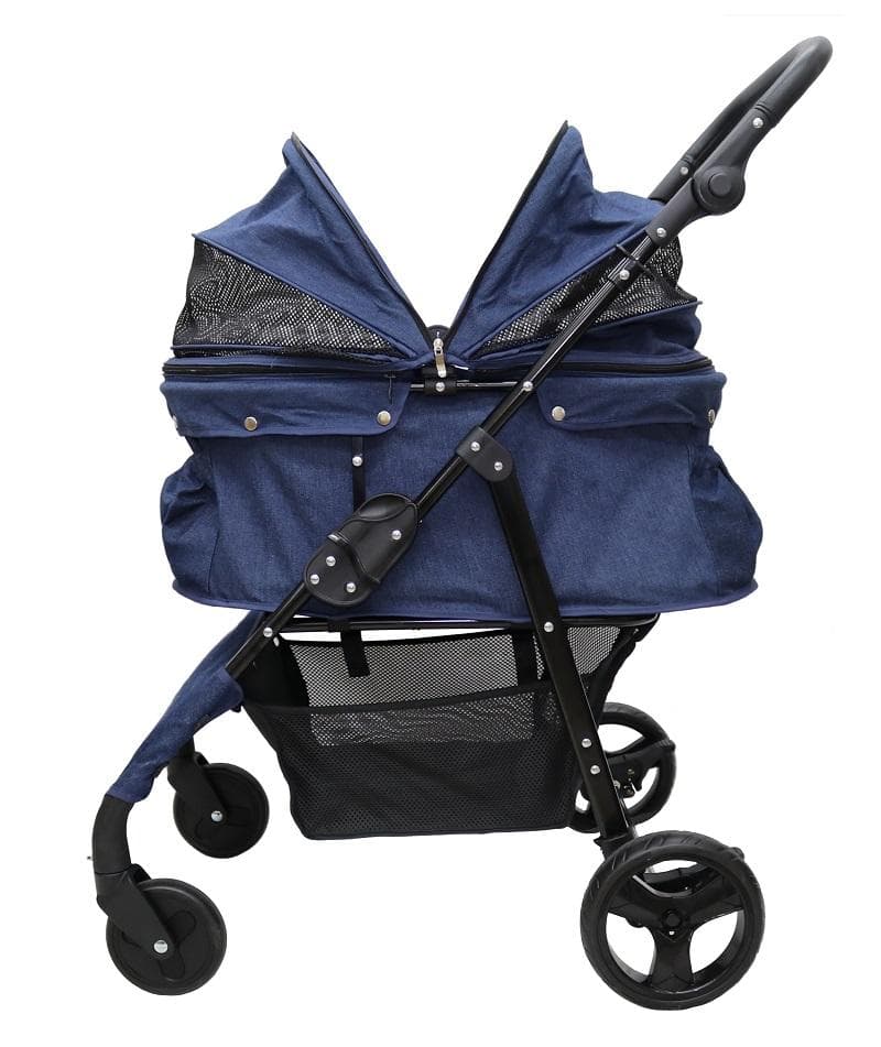 多頭用耐荷重30kg！ココハート ４輪ペットカート/甘えん坊バギーBIG デニム