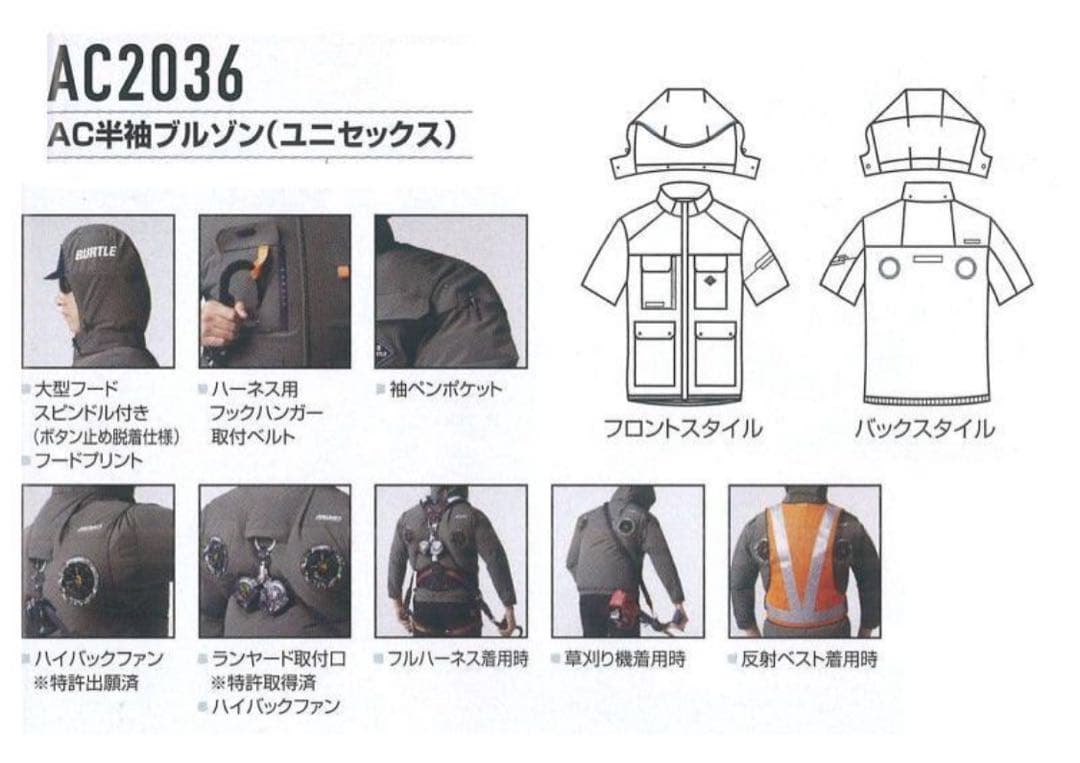 ☆M☆ AC2036 バートル半袖空調服　ネイビー　紺　ハイバック ③