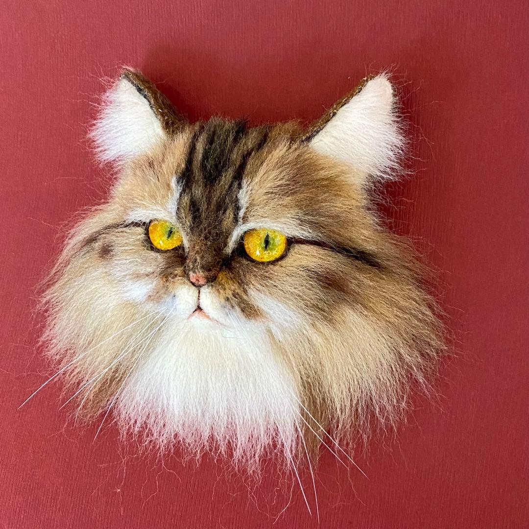 【今月の推し猫】羊毛フェルトブローチ リアルで可愛いペルシャ猫　キャリコ