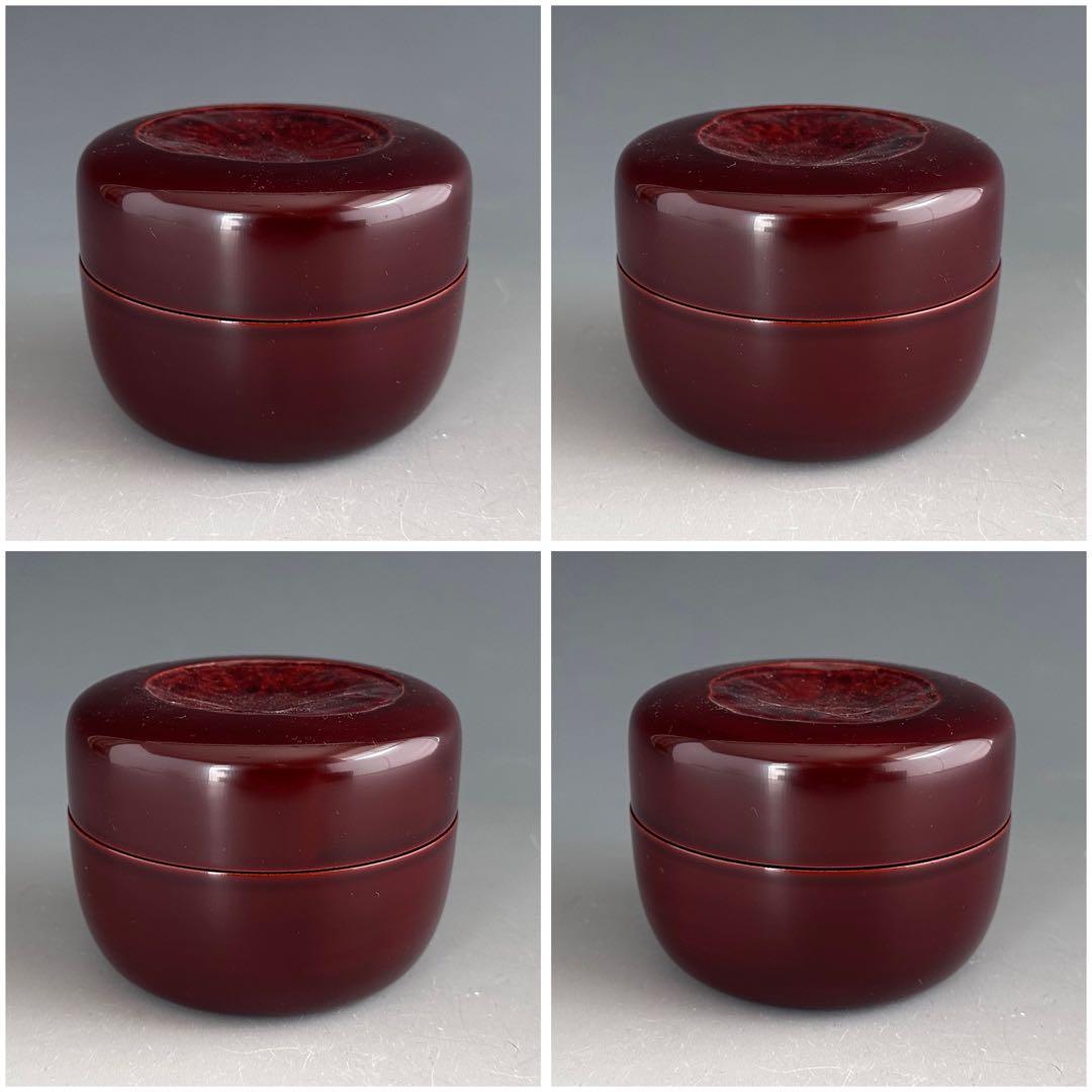 茶道具　溜塗　竹　平棗　蓋裏敷松葉蒔絵　村田宗覚　共箱　漆芸　薄茶器　抹茶
