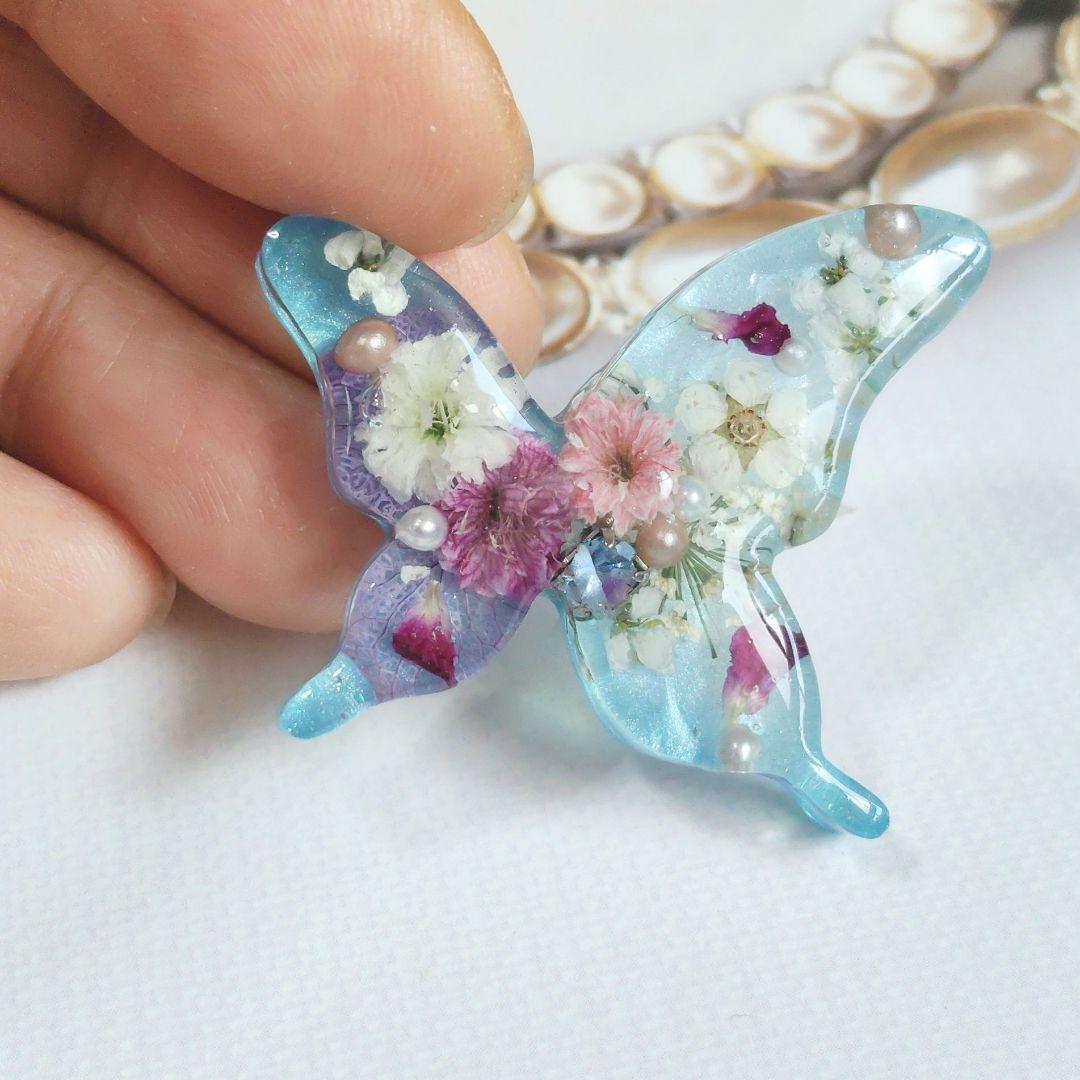 押し花蝶ヘアアクセサリー