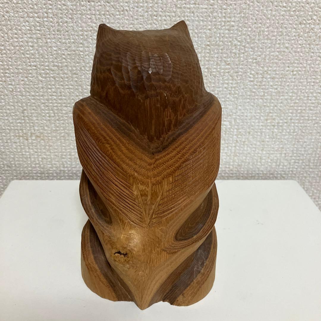 一刀彫　フクロウ人形　木目きれい　ミミズク森の守り神自然の象徴ログハウスシンボル