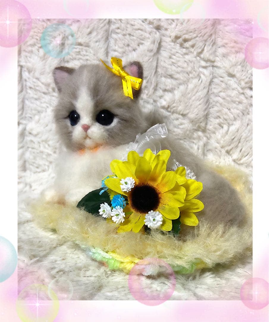 羊毛フェルト。猫。オーダーNo.35