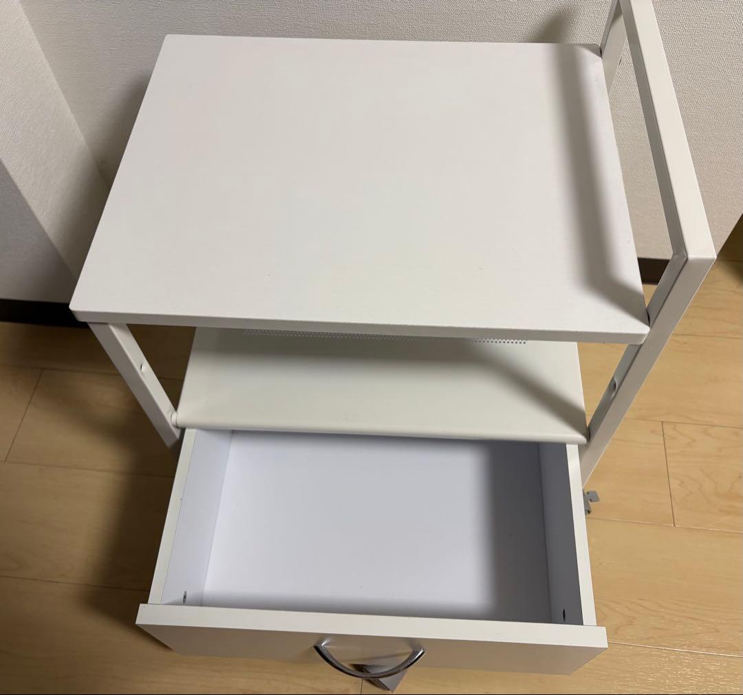 PJC-7002-WH 引出し付き プリンター台 ワゴン ラック キャスター付き