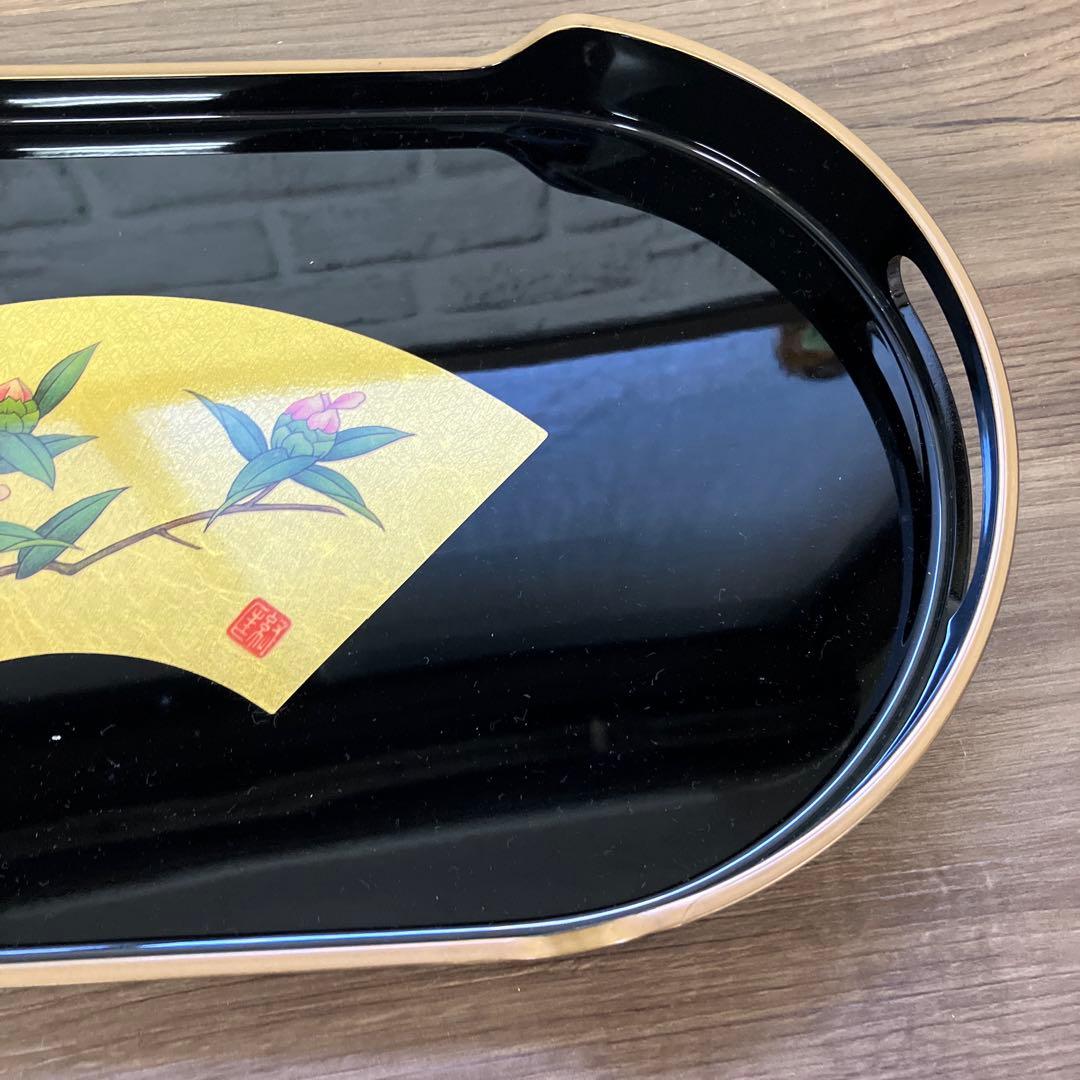 E-2 金沢箔 箔一 HAKUICHI ORIGINAL お盆 トレー 扇面