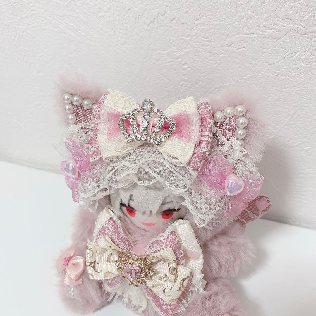 にじぱぺっと♡10cmサイズ ぬい服♡ピンク♡おすわりねこちゃん チャーム付き♪