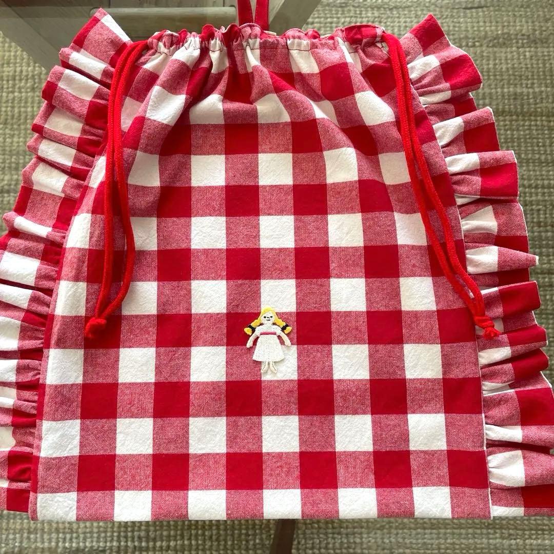 ハンドメイド　入園入学　セット　チェック　フリル