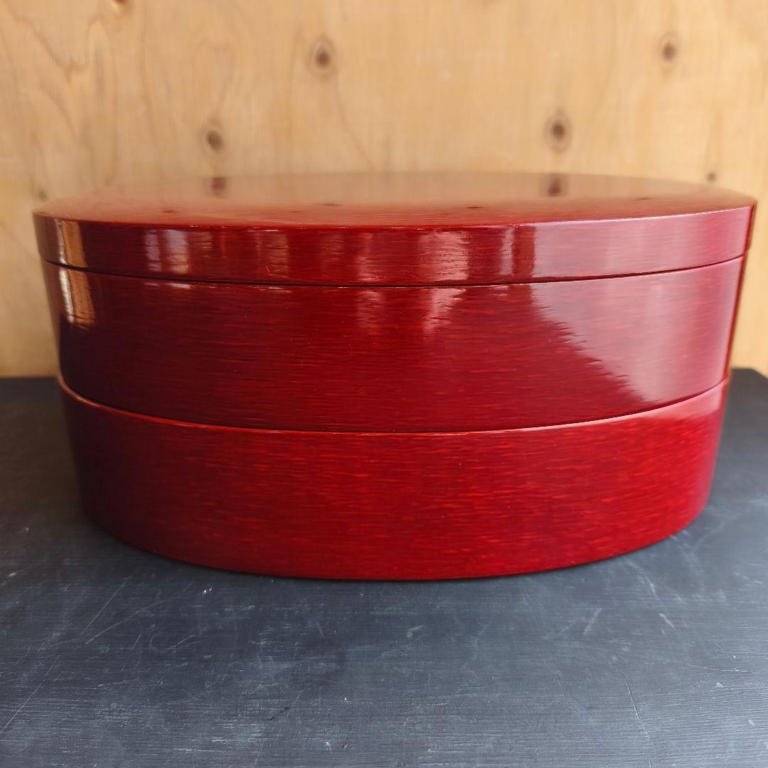重箱 二段 楕円 後藤塗 讃岐漆器 無垢 木製 丸型