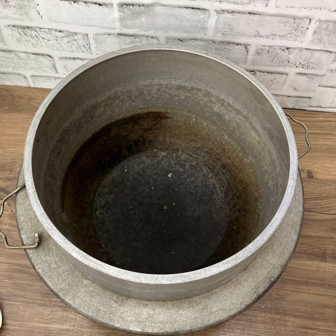 A-壁 羽釜 アルミ製 炊飯 釜 大型 昭和レトロ 薪 古道具 キャンプ