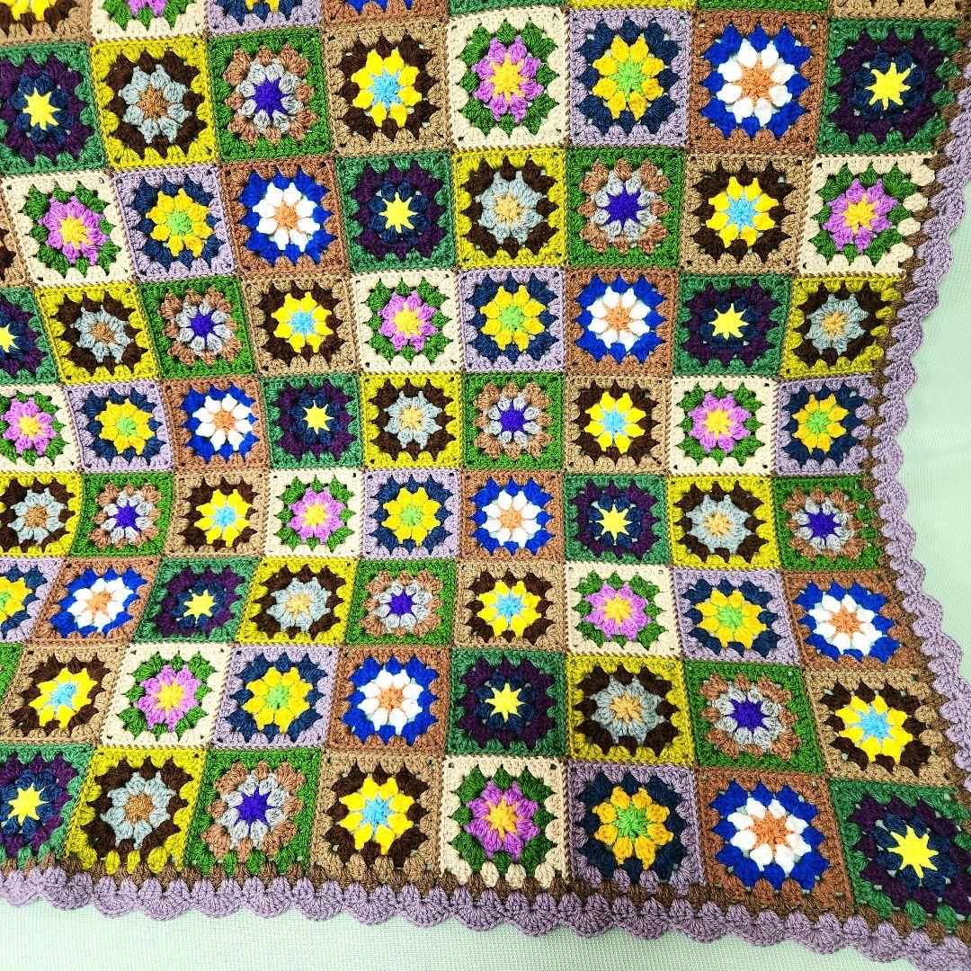 モチーフ編み【12】ハンドメイド　ブランケット　マルチカバー
