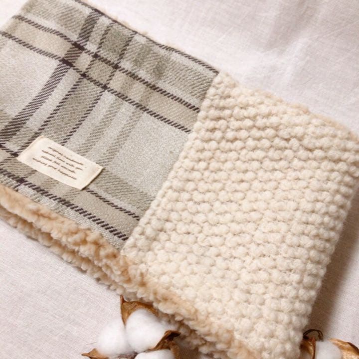 ハンドメイド✁︎✁︎ ネックウォーマー　　　　コットンツイード／グレー