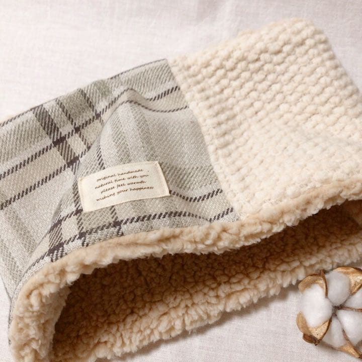 ハンドメイド✁︎✁︎ ネックウォーマー　　　　コットンツイード／グレー