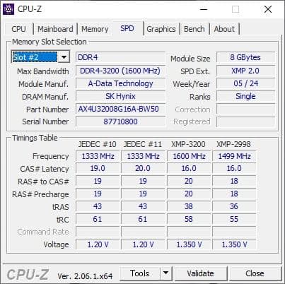 動作品 ADATA DDR4-3200 32GB 8GBx4 RGB XMP