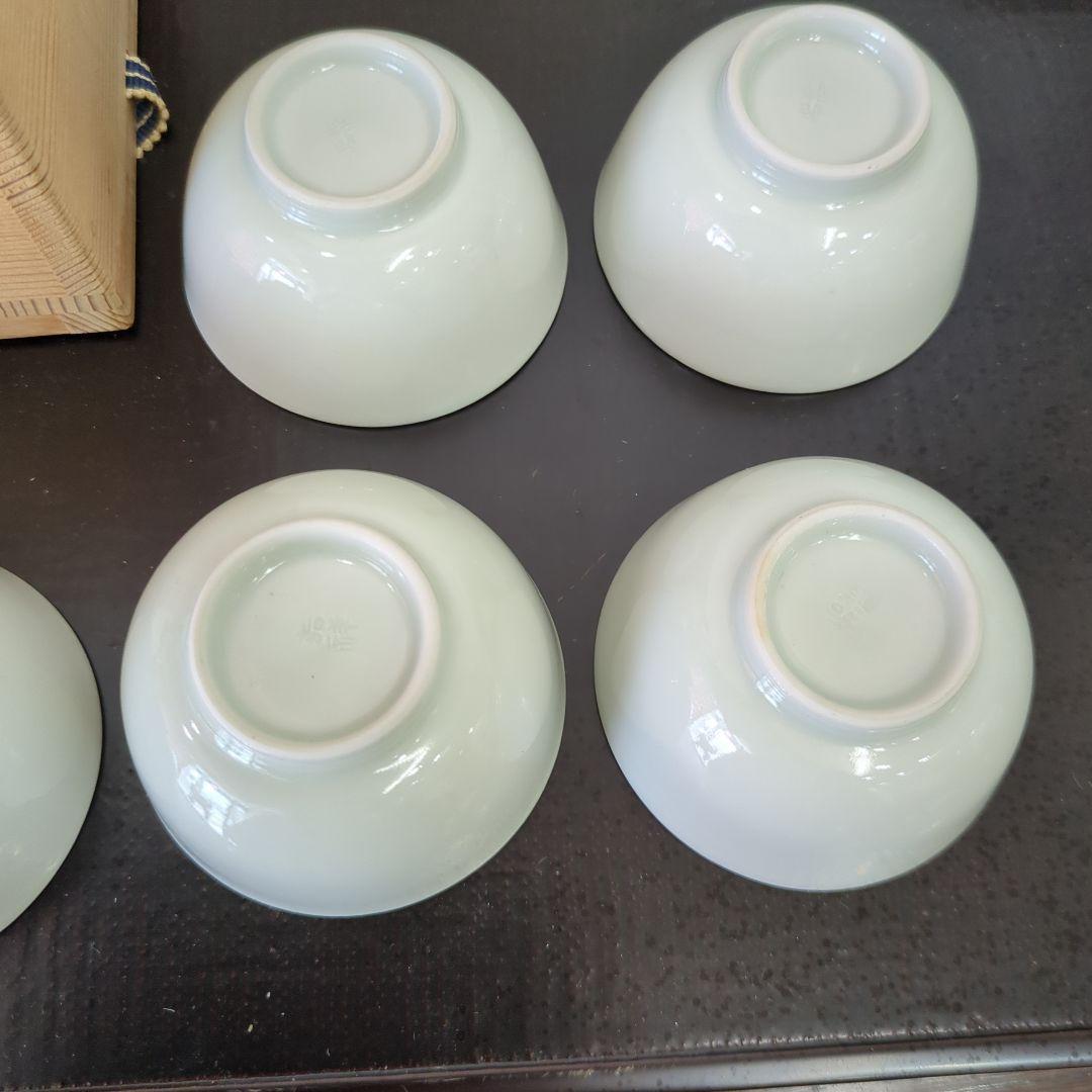 煎茶碗　茶道具　白磁　茶碗　在銘　5個セット 木箱付　湯呑み
