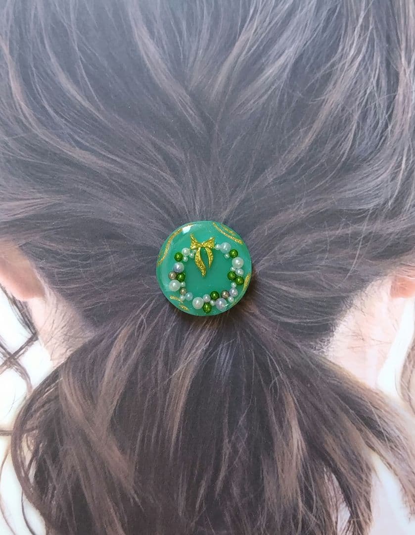 グリーンリース ラウンドレジンヘアゴム