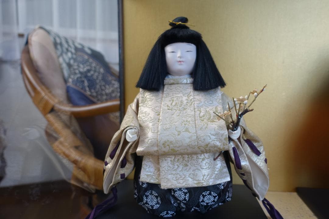 市松人形　男女ガラスケース入り　横５６㎝　縦　３１㎝　高さ４０㎝