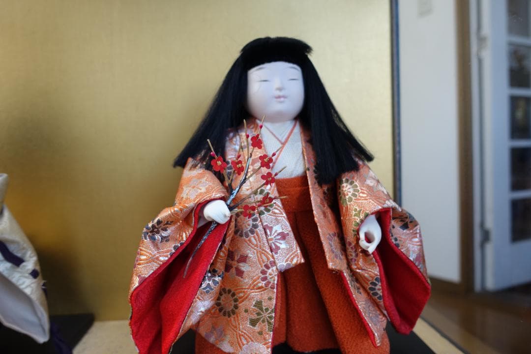 市松人形　男女ガラスケース入り　横５６㎝　縦　３１㎝　高さ４０㎝