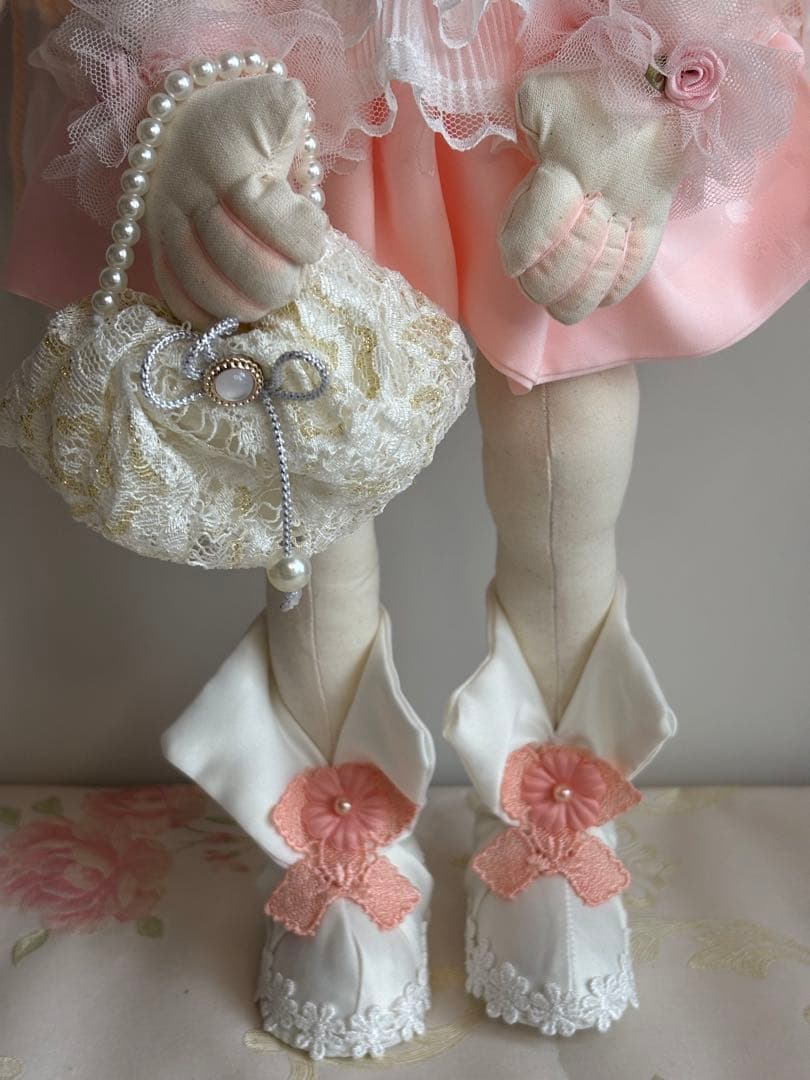 ハンドメイド 人形 ドレス オレンジ 女の子 ロングヘア