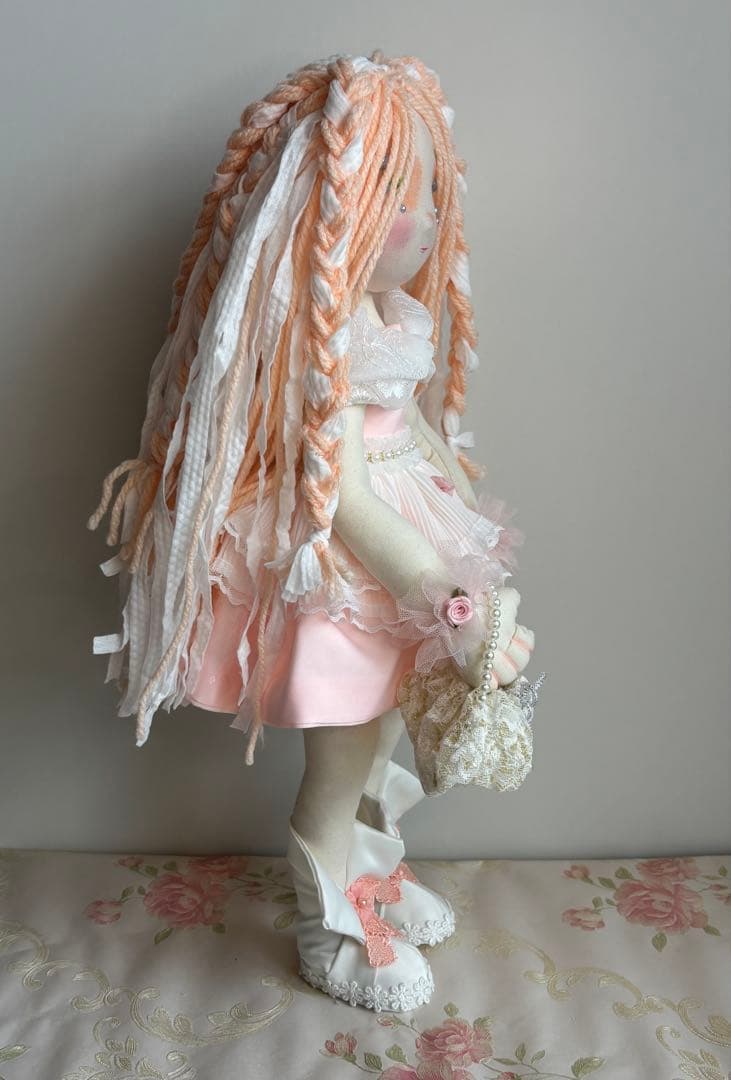 ハンドメイド 人形 ドレス オレンジ 女の子 ロングヘア