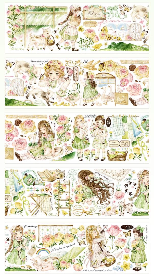【975】海外　マスキングテープ　マステ　人物　女の子　PET(シェル)