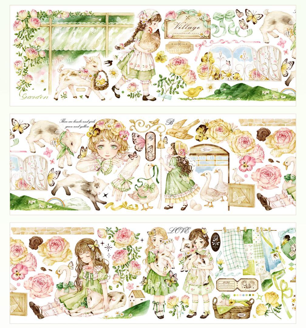 【975】海外　マスキングテープ　マステ　人物　女の子　PET(シェル)