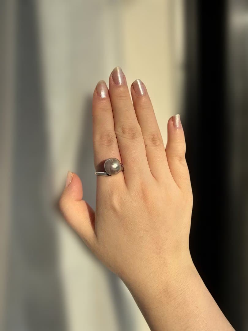 【唯一無二】油画シリーズ メタリックエジソンパール リング 13mm 芸術品